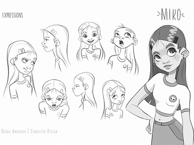 Miko - expressions character character design character sheet digital art digital drawing digital illustration expressions girl illustration procreate turnaround visual development