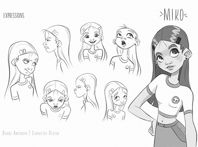 Miko - expressions character character design character sheet digital art digital drawing digital illustration expressions girl illustration procreate turnaround visual development