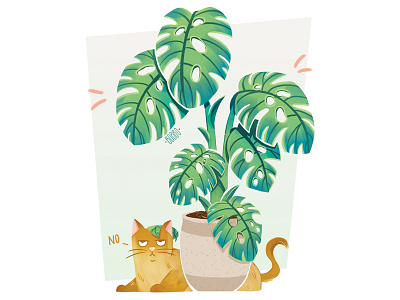 Cat & plant cat cat drawing cat illustration character character design digital art digital drawing digital illustration drawing funny drawing graphic design illustration pets plant plant illustration