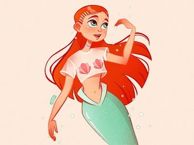 Ariel ariel character character design digital art digital drawing digital illustration disney disney princess drawing girl illustration mermaid mermay procreate