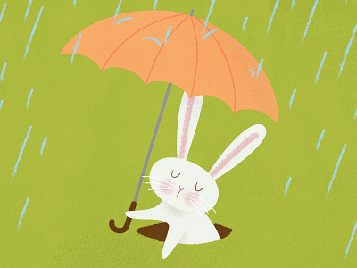 Seattle Spring bunny easter illustration rain spring
