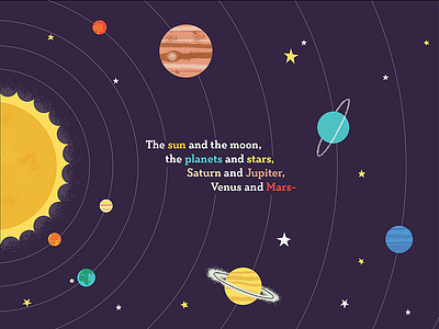 Solar System childrens book illustration planets solar system space sun