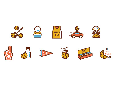 Dirty Dough Icon Set bakery branding college college sports college town cookies delivery ice cream icon icon set icons