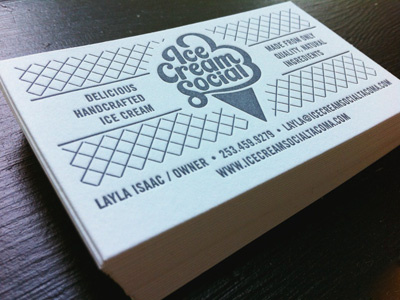 Ice Cream Social Business Card business card ice cream ice cream social letterpress logo