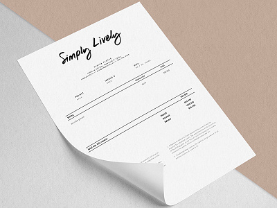 Simply Lively brand invoice lettering