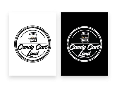 Candy Cart Land Logo Design | Black & White design designer graphic identity lettering logo typography