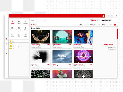 Thumbnail view of Assets(files) assets file management files music ui ux web