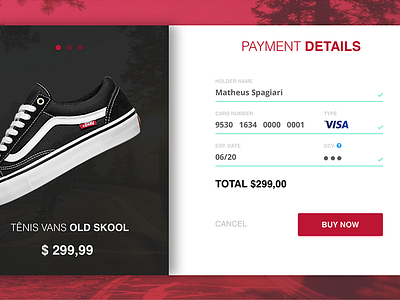 Daily UI challenge #002 - Credit card checkout credit card checkout daily dailyui shoes vans