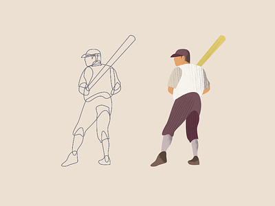 Babe Ruth 2/3 baseball design homerun illustration illustration art illustration design swing texture vintage baseball