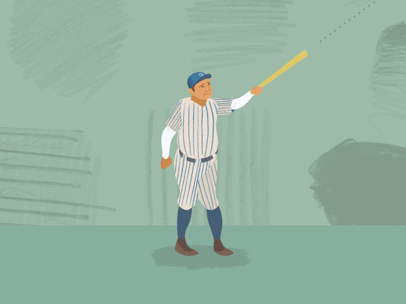 Babe Ruth 3/3 animation baseball design homerun illustration illustration design illustrator step up to the plate swing texture vintage baseball