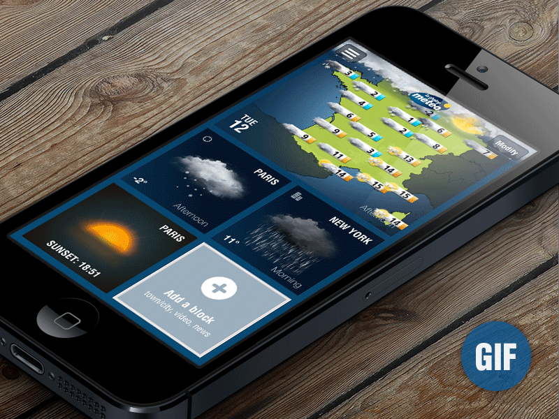 iPhone App Unfold Animation animation app gif iphone tiles unfold weather