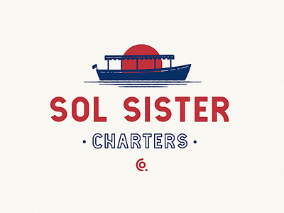 Sol Sister boat grain illustration logo logo design vintage vintage logo