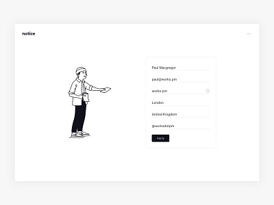 Notice app design freelance freelancer illustration notce product signup ui website