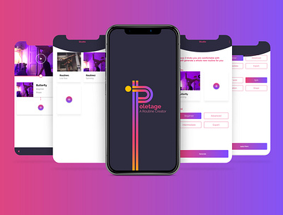 Pole dance routine creator app design flat icon illustration logo ui