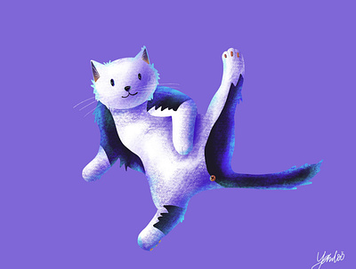 Chillin cat art artwork cat design drawing flat graphic design illustration procreate purple ui