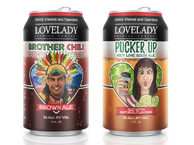 Lovelady Brewing beer illustration packaging