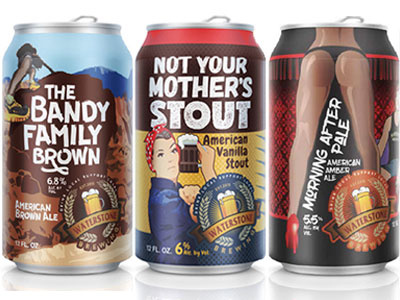 Waterstone Brewing beer illustration packaging