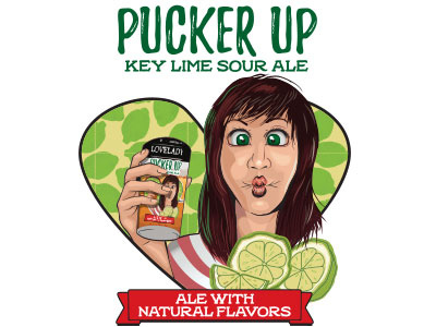 Pucker Key Lime Sour beer illustration packaging