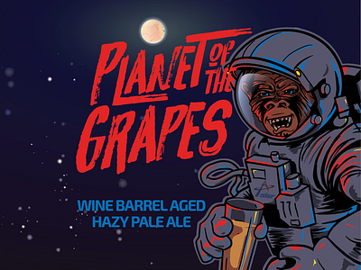 Planet of the Grapes, Astronomy Aleworks craft beer illustration ipad pro label packaging procreate