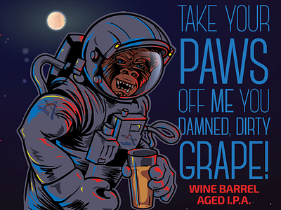 Take Your Paws Off Me, You Dam Dirty Grape. Craft beer label. beer label craft beer illustration ipad pro packaging procreate