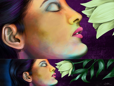 Smell the Flowers digital illustration face illustration ipad procreate profile sketch woman