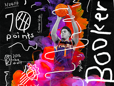 NBA Poster Series: Devin Booker basketball behance curry devin booker durant graphic design hoops lavine lebron nba nba poster phoenix phoenix suns photo manipulation photoshop shooter sports design sports poster suns warriors