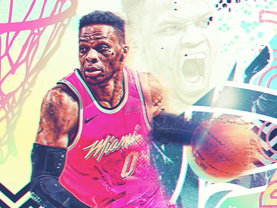 Russell Westbrook x Miami Heat abstract basketball behance cool fun graphic designer heat hoops miami miami heat miami vice nba nba poster okc thunder photo manipulation photoshop russell westbrook sports sports design sports poster