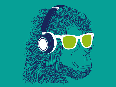 Gorille animals illustration monkey sunglass vector