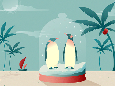 Pingouin beach boat coconut palm pingouin pinguin sea snow snowball sunshine