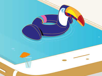 Summer Swimming Pool illustration pool toucan water wings