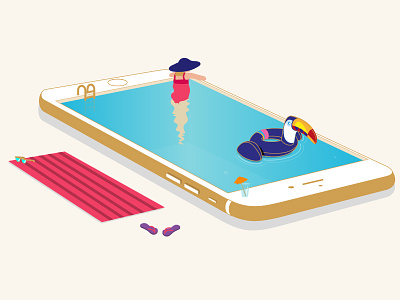 Swimming Pool holiday illustration pool relax smartphone summer swimming vector