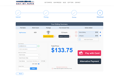 Edit My Paper - Checkout design interface interface design minimal ui ui design uidesign ux web web app