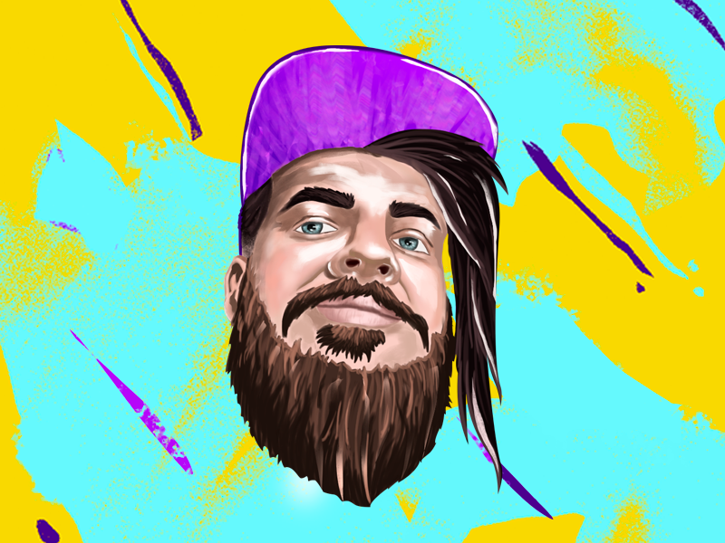 Streamer Frank Baun ilustration digital paint digital 2d beard beardman twitch youtuber facebooker esports streamer game gaming