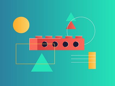 Lego Study 02 abstract block brick geometric gradient lego line art shapes