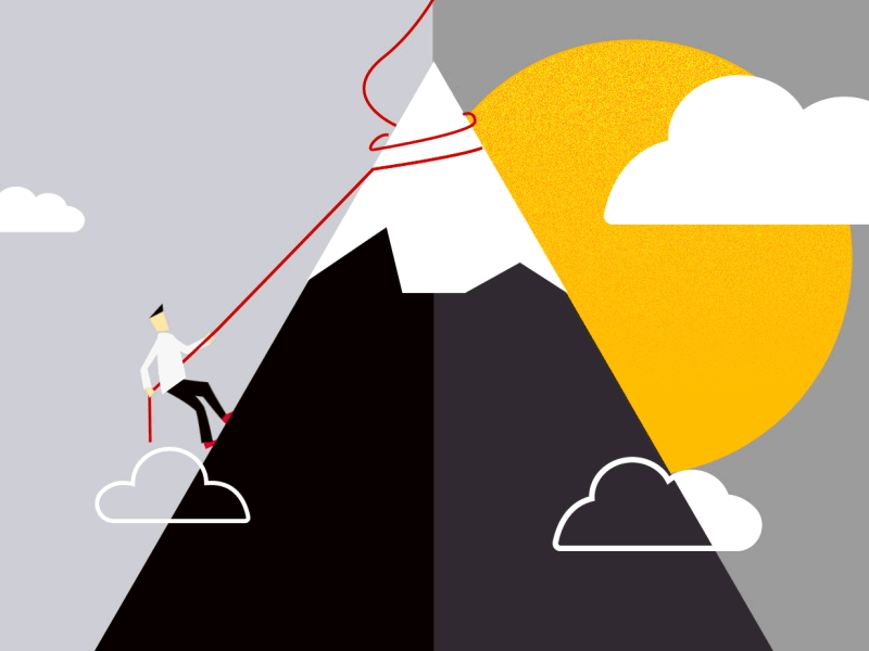 Mountain Climber challenge character climb climbing flat illustration mountain peak