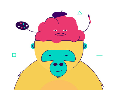 Our Process : Illustration artist beret brain gorilla hustle illustration line art minimal palette