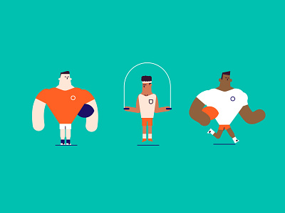Team Players athlete characters exercise flat football gym illustration minimal rugby sports team