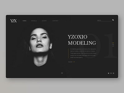 Yzoxio Modeling black classy color dark design hero landing design landing page model modeling ui ux web web design webdesign