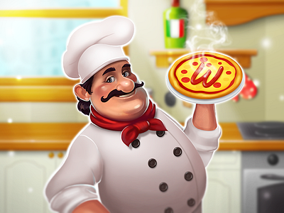 Сharacterfor the game Word Pizza art cartoon character characterdesign chef