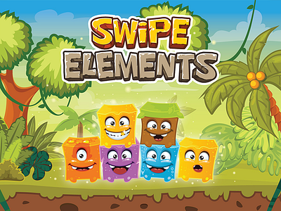 Desing for game "Swipe Elements" art cartoon character game gamedesing map match3 mobile