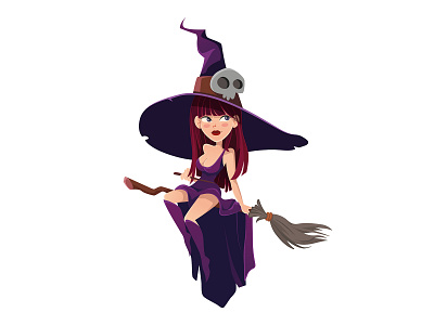Halloween flying witch art cartoon character characterdesign flying girl halloween halloween design magic witch