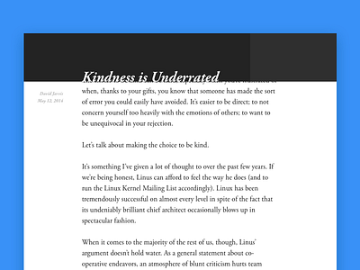 Daily UI #035 - Blog Post daily ui kindness