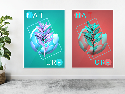 Nature - Posters adobephotoshop adobexd art blue and red design inspiration nature poster ui