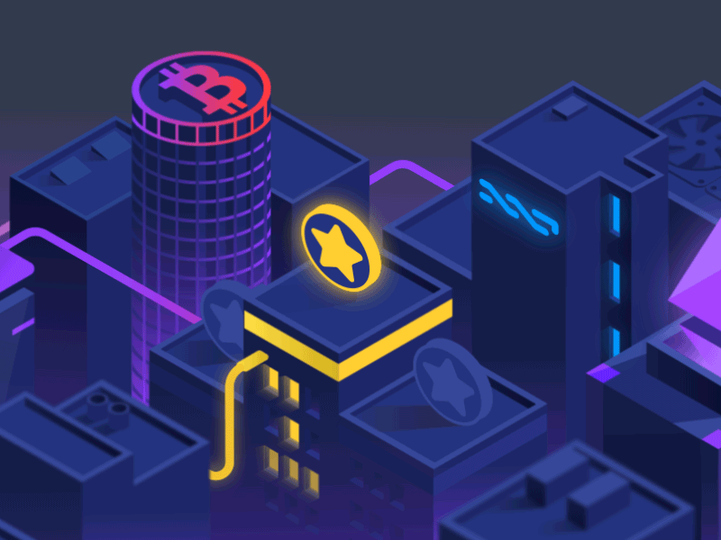 Сryptocurrency Сity animation bitcoin city digital currency isometric city isometry landing purple town сryptocurrency