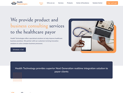 Healthcare company web design. banner button case study header health health care landing page ui ux web design website