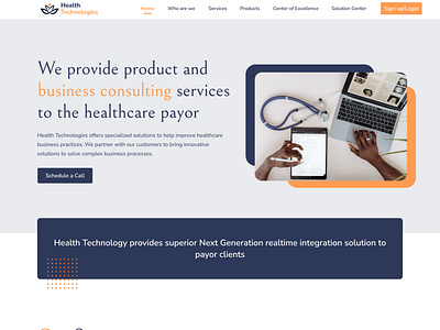 Healthcare company web design.