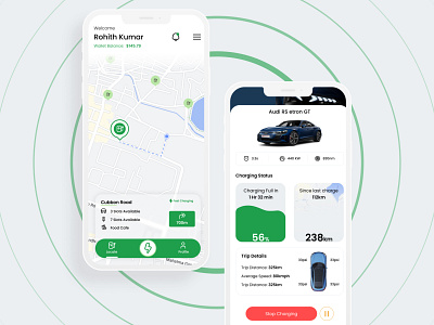 EV Car Charging App app apple car charging design electric ev fuel illustration ios locator map trip ui ux vehicle website