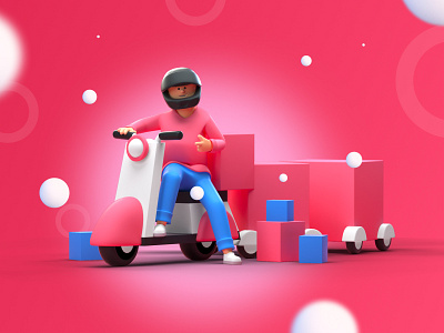 Another one delivery boy 3d character design illustration ui web