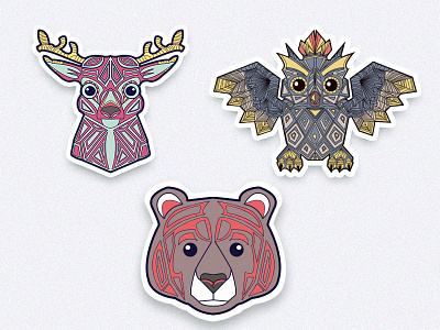 Ethnic animals sticker pack animals etnic stickers