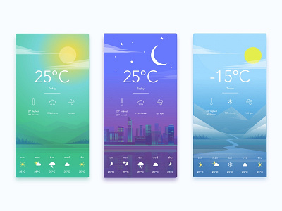 Another weather app design ;) app city gradients sunny weather winter